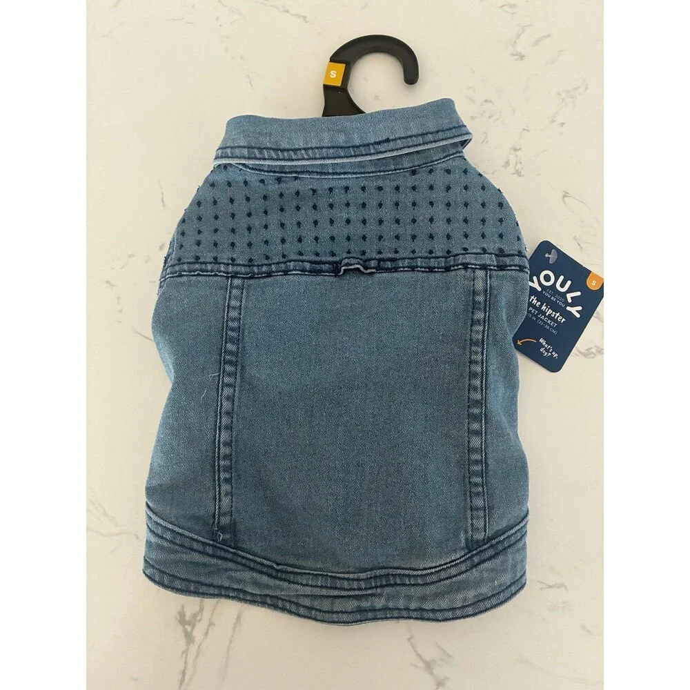 YOULY The Hipster Dog Denim Jacket Size Small Blue Pet Coat New With Tags